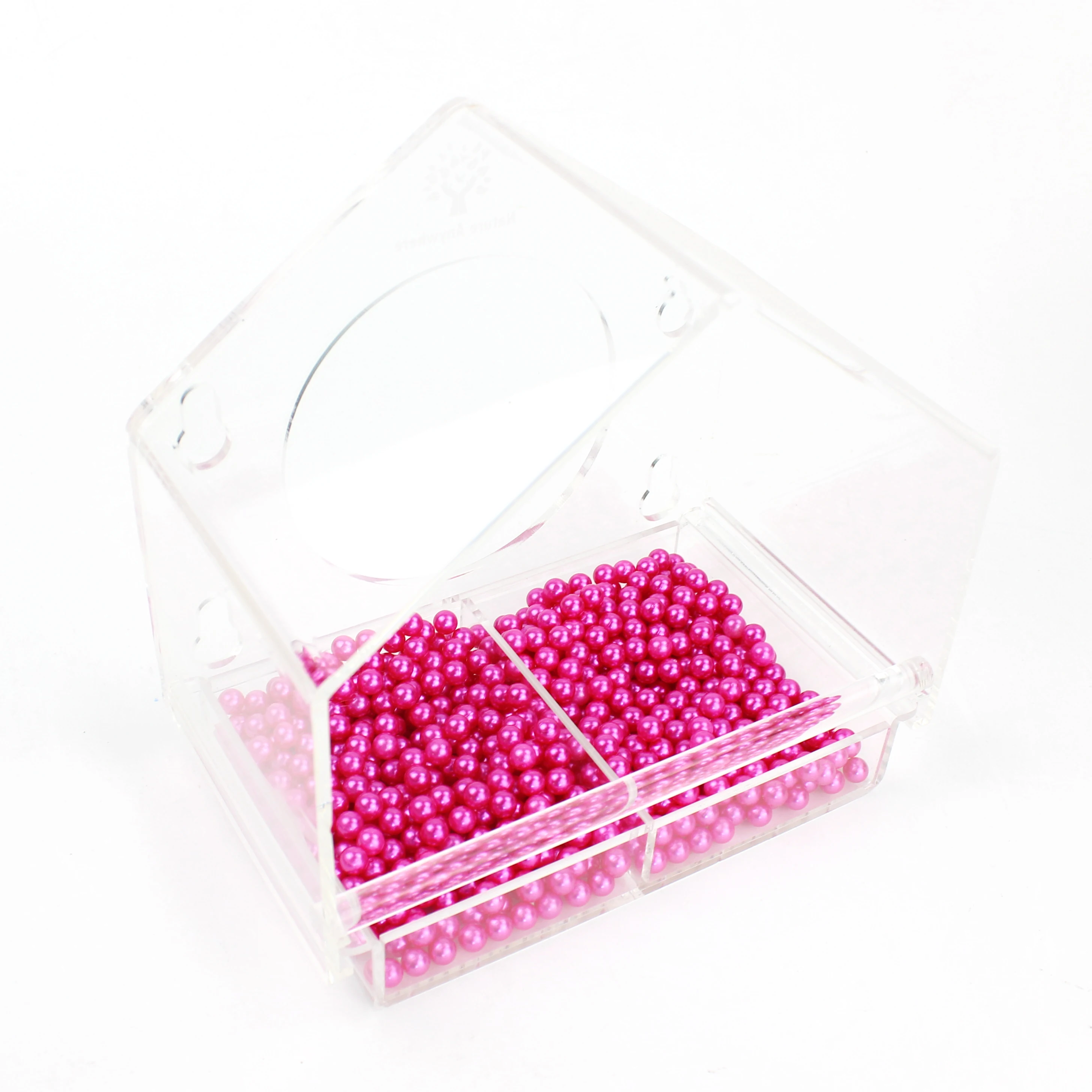 Removable Tray Transparent Acrylic Feeder For Bird Crystal Window Bird Feeder PMMA Clear Stay Strip