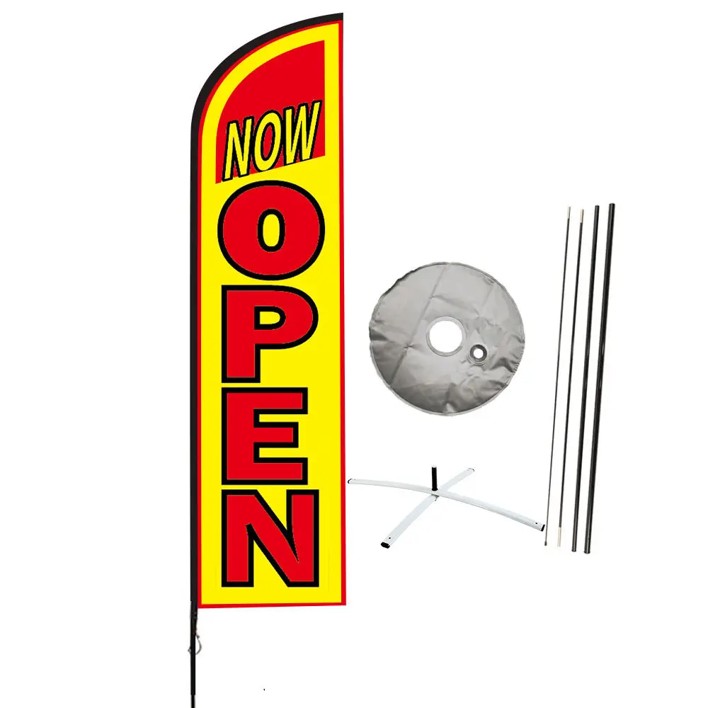 ADMAX pre-printed single-side 13ft feather kit advertising banner flying  beach flag now leasing with corss base