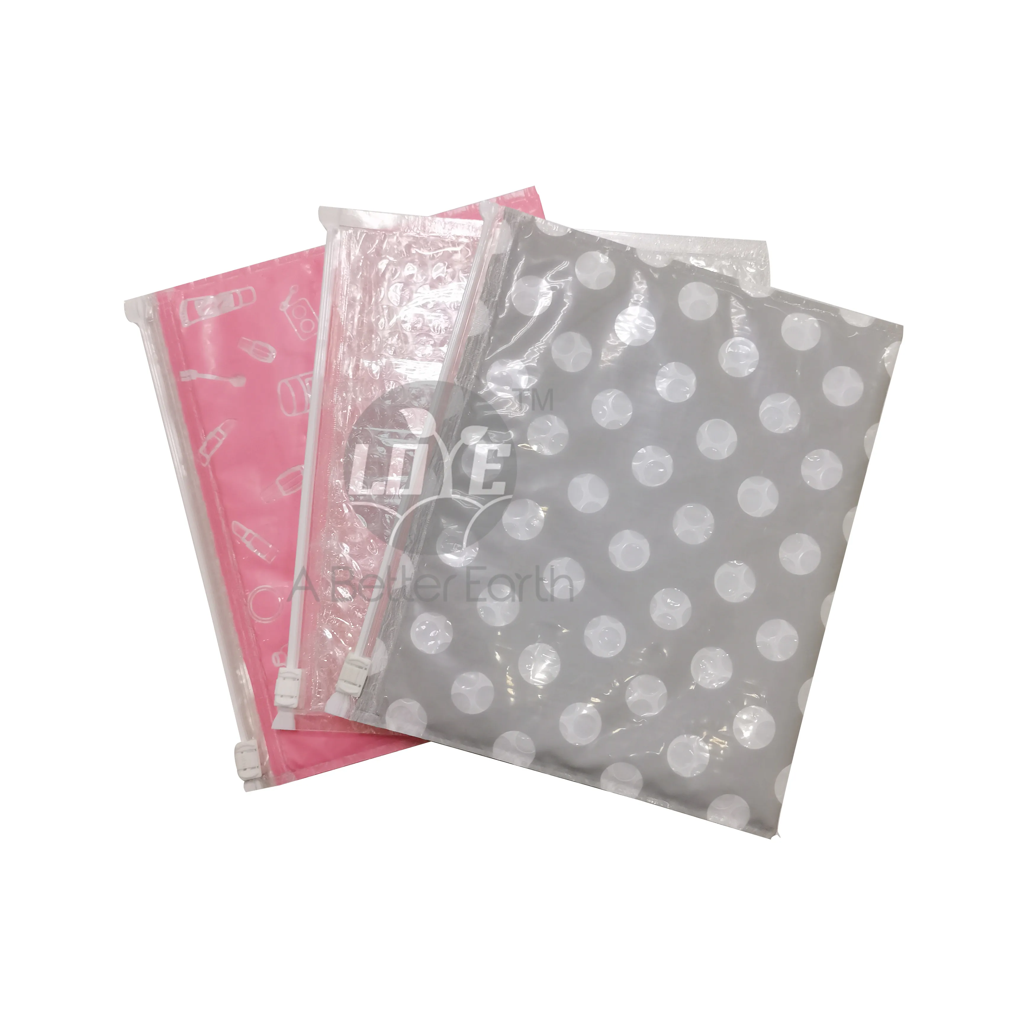 Reclosable Cosmetic Leakingproof Shipping Bubble Mailers With Zip Lock Plastic Gifts Clothes Socks Packing Zipper Bags
