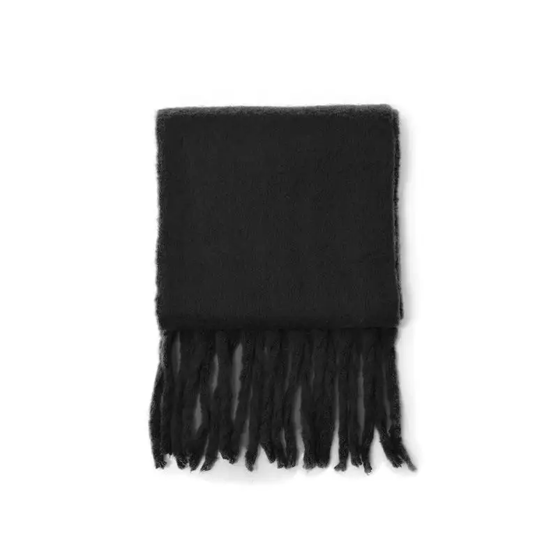 OEM Wholesale Casual Thick Colorful Scarf Logo Custom Winter 220*42 cm Long Woolen Tassels Scarfs For Women