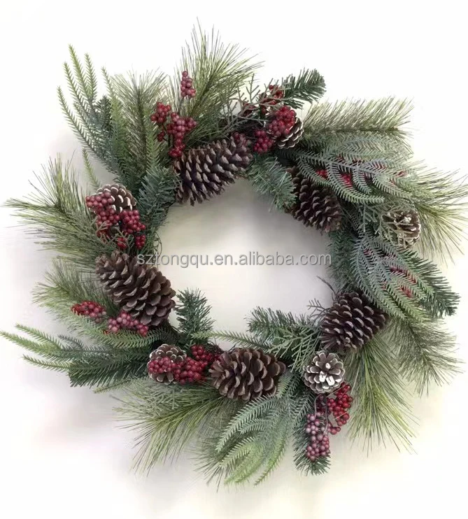 Manufactures Hot Selling Large Christmas Wreath with Pine Cones for Decoration