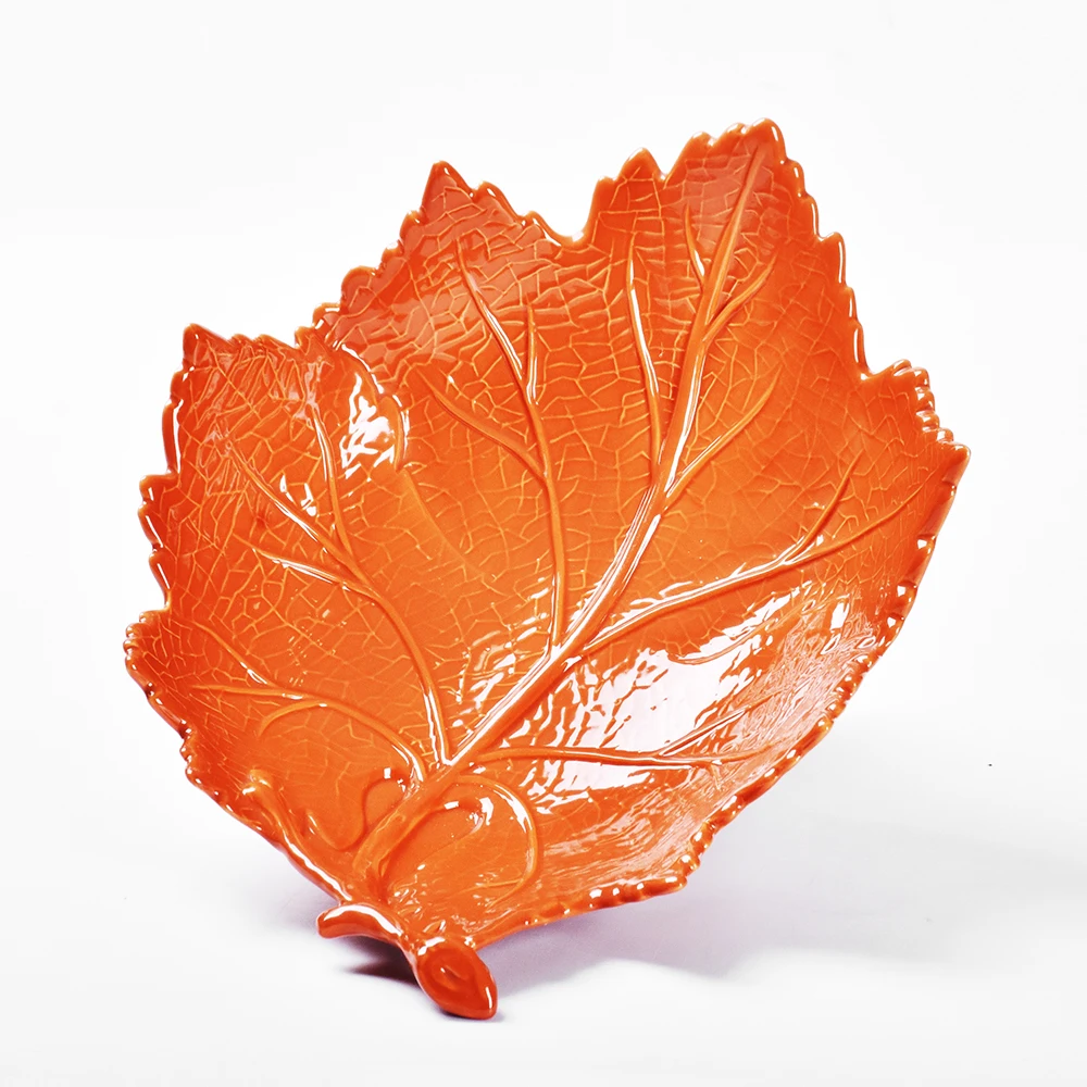 Cookin the American Way Jade Leaf Shaped Salad Green Ceramic Dessert Plate