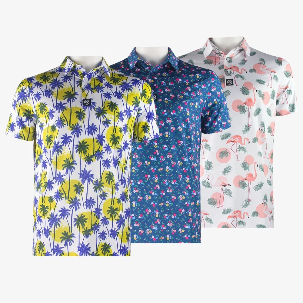 Custom High Quality Your Design Pattern Print Dry Fit Slim fit 4 Way Stretch UPF50 Golf Shirt Polo T-Shirt