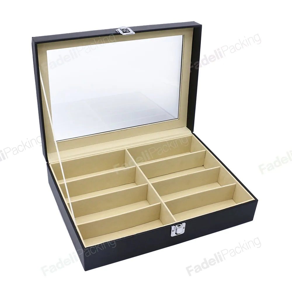 Glasses Storage Box Custom 8 slots Leather Glasses Packaging Cases Display
