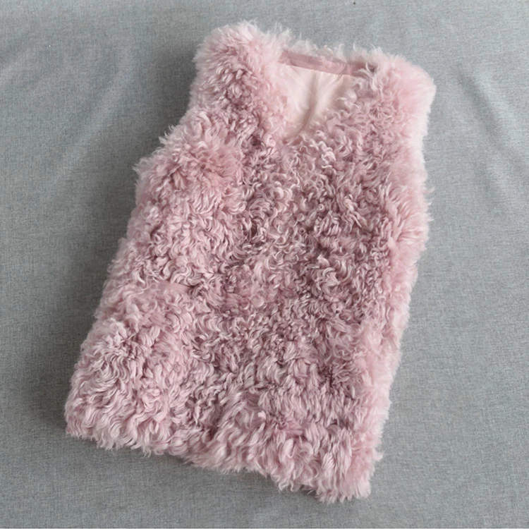 Online ladies clothes shopping full length pink black grey Turkey tigrado lamb sheep wool fur vest for lady