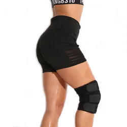 Adjustable Strap Elastic Patella Sports Support Black Neoprene Knee Support