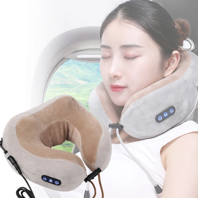 Factory directly sell Multi-function Electronic Infrared Electronic Travel U Shaped Neck Shiatsu Pillow Massager With Heating