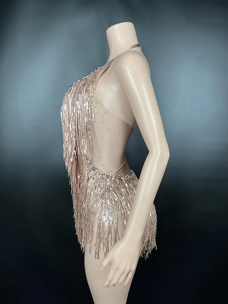 NOVANCE Y2785-G Dropshipping Productos 2024 Rhinestone Tassel Dress for Dance Backless Beach Dress for Party