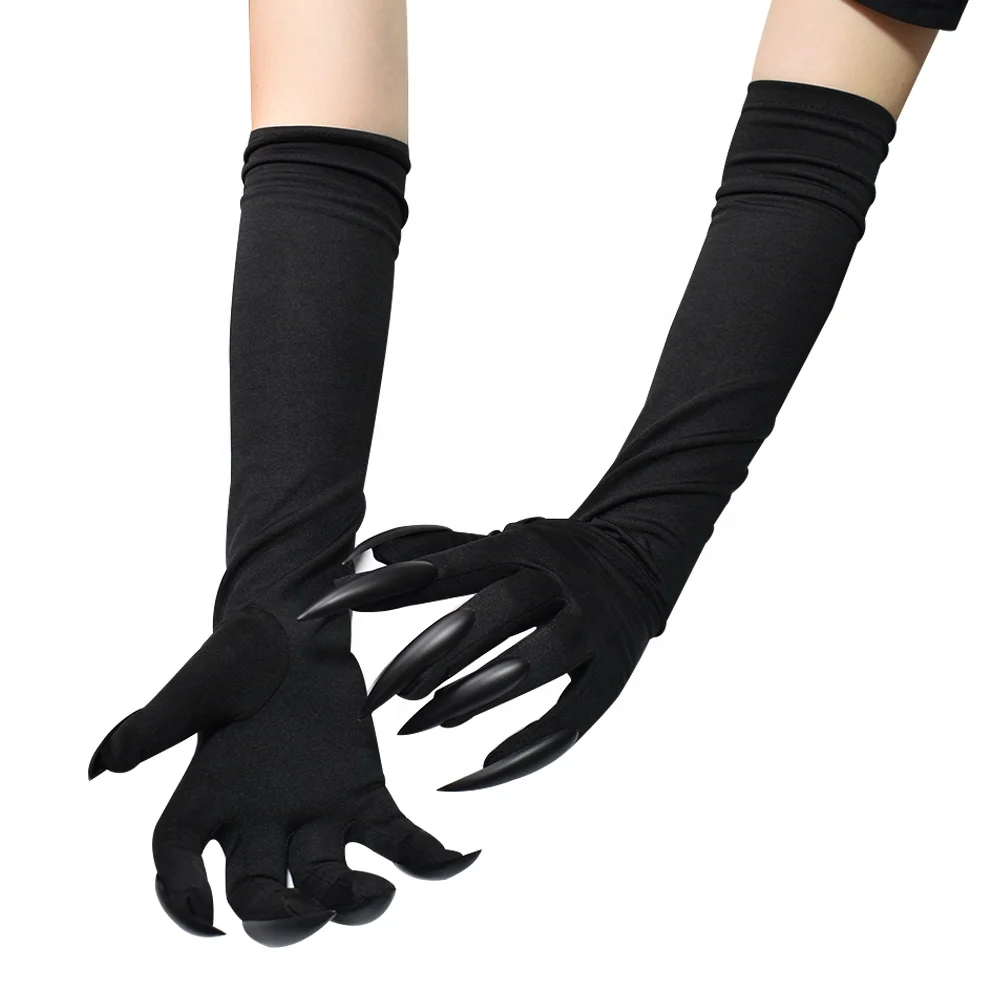 Halloween Long Nail Witch Gloves Cosplay Performance Prop Costume with Claw Ghost Gloves