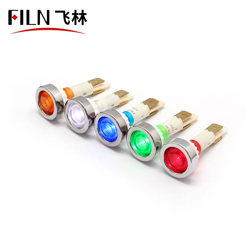 FILN High quality plastic 10mm  12v red yellow color pilot lamp 12 volt led indicator lights without cable