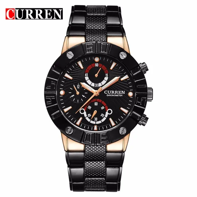 CURREN 8006 Luxury Brand Quartz Movement Waterproof Alloy Wrist Watches Men Three Decorative Sub-dial Luminous Scale 3ATM Watch