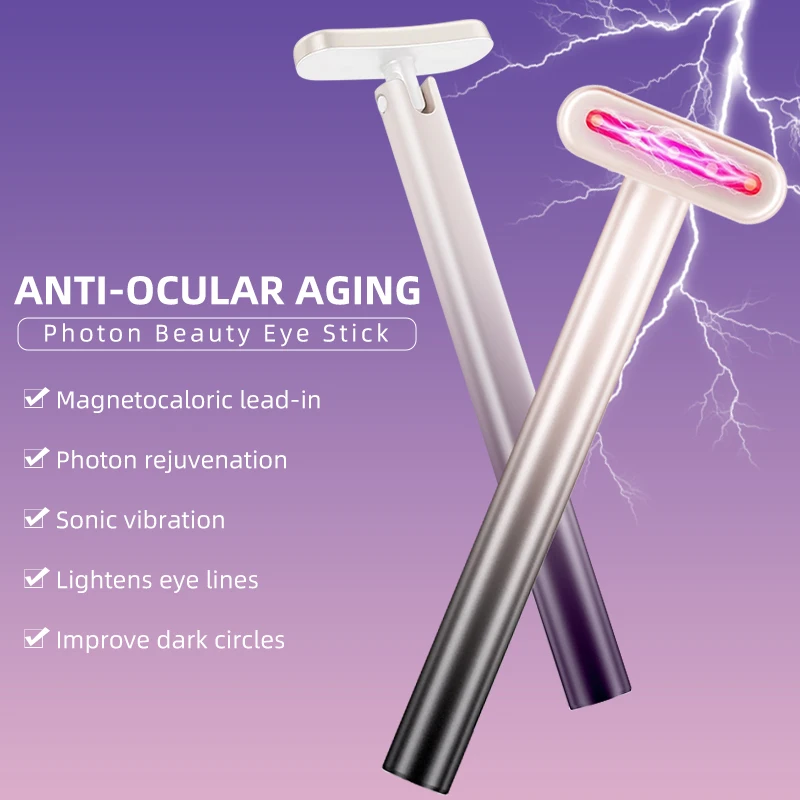 New Beauty Products 2023 4 In 1 Rechargeable Ems Red Light Therapy Skin Care Tool Eye Massage Stick Facial Eye Massager Wand