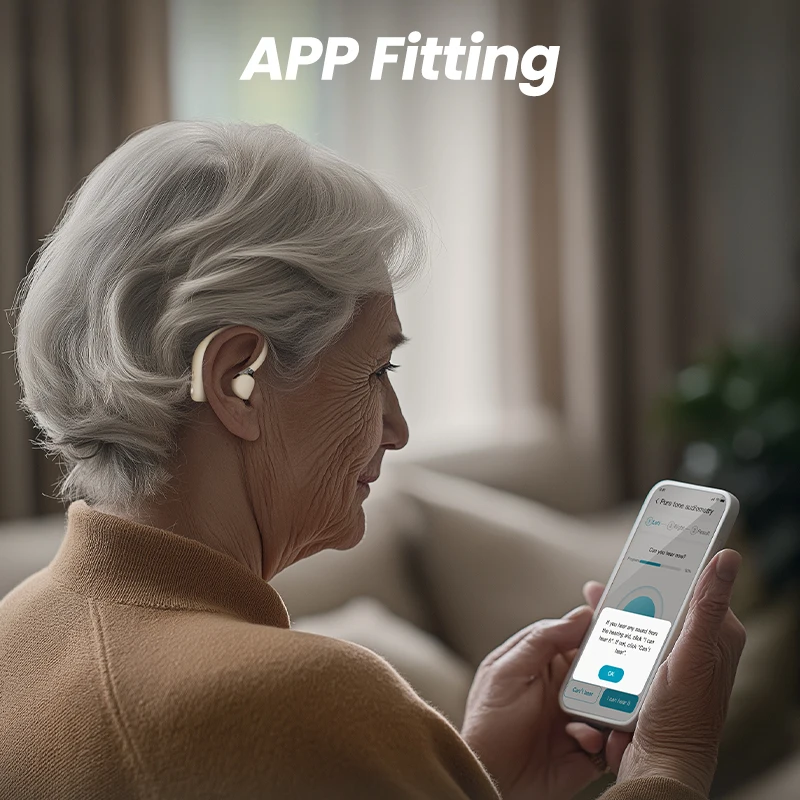 Best Selling 50-Channel Feedback Suppression Programmable BTE/RIC Hearing Aids Mini Deaf Device APP Control Earphone Cheap