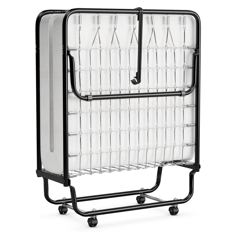 Home Garden Patio Backyard Fold up Guest Bed Roll Away Folding Bed Cama Plegable with Memory Foam Mattress & Sturdy Metal Frame