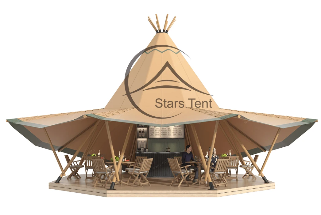 Outdoor Camping Waterproof Indian Pyramid Large Tent Party Wedding Hotel  Coffee Shop Cafe Glamping Safari Tipi Tent