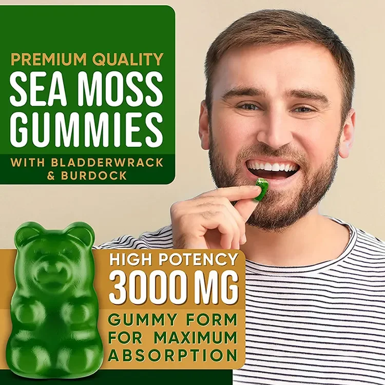 Hot Sale EMO Improve Immune Energy Vegan Organic Vitamin Minerals Detox  Seamoss With Bladderwrack Burdock Sea Moss Gummies