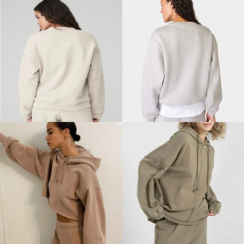 2024 Custom Logo Womens Spring Must Have Fleece 2 Piece Cargo Sweatpants And Hoodies Sets Fleece Tracksuit Women