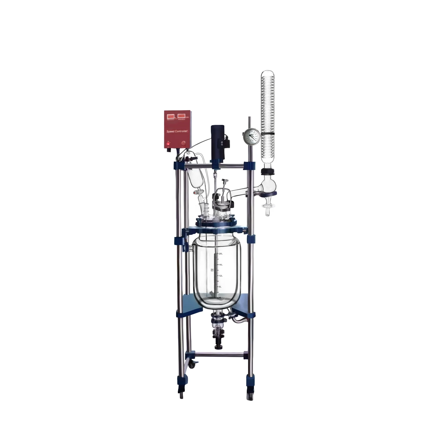 WTGR-30D 30 Liters Speed-adjustable Double Layer Jacketed Glass Reactor