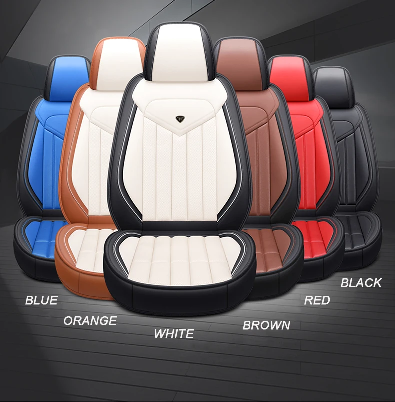 
Top Sale Best Universal Custom Size 5D Designer Luxury Full 19pcs Set Seat Cushion PU Leather Car Seat Cover 