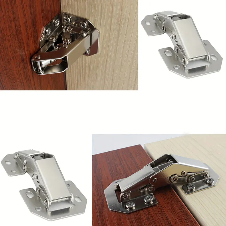 90 Degree Curved Hidden Concealed Cabinet Hinges Frameless Cabinet Doors Stainless Steel and Iron Hinges for Kitchen Use