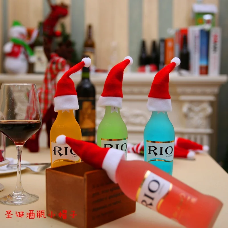 Christmas Cute Santa Hat Mini Christmas Hat Bottle Decoration Wine Bottle Hat