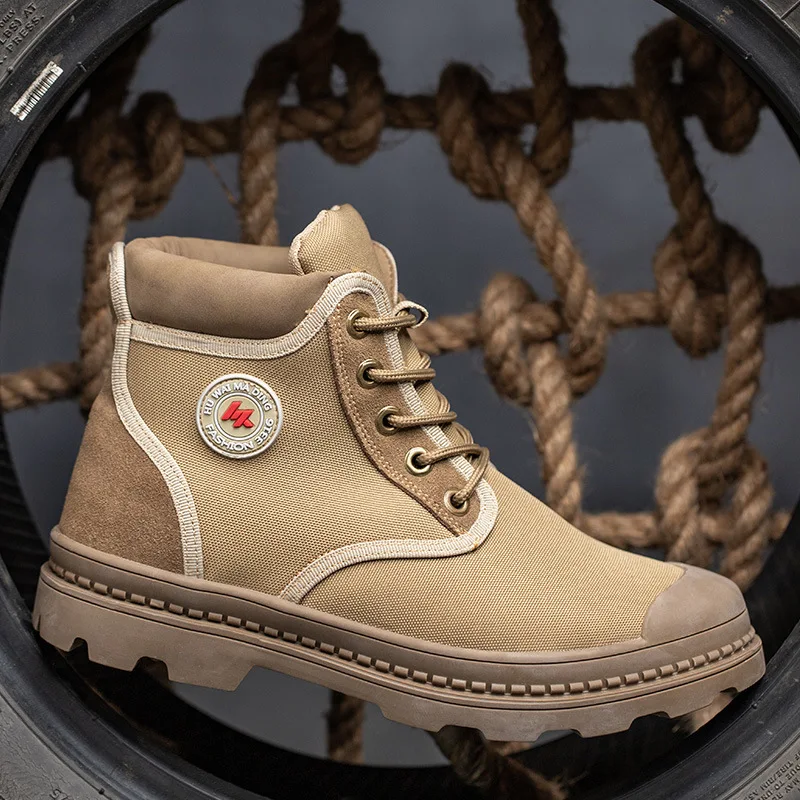 Winter Breathable Outdoor Martin Boots Camel Canvas Boots Couple Shoes Folded Casual Short Boots Waterproof Anti Slip Shoe Sole