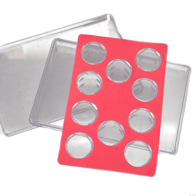 Wholesale 17.3*11.7cm paper plastic box with adjustable ring 25/27/30mm transparent plastic coin display box