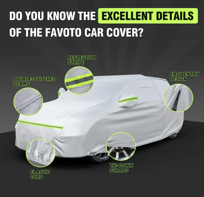 HOTO Snowproof UV Protection Windproof Outdoor Full Car Cover Universal Fit for Sedan Customized Breathable Universal Car Cover