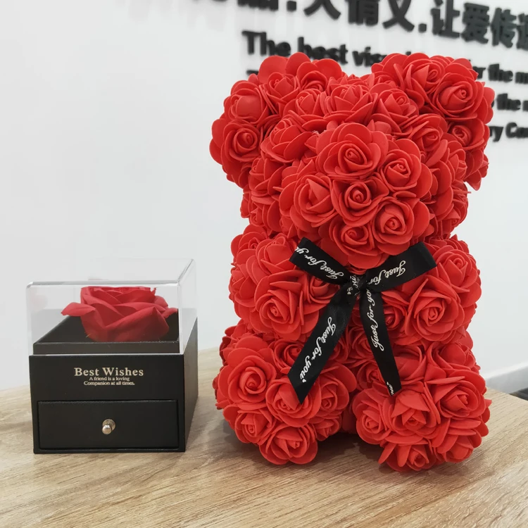 Foam Rose Bear Artificial Rose Bear For Anniversary Wedding Mothers Day Valentines Gift