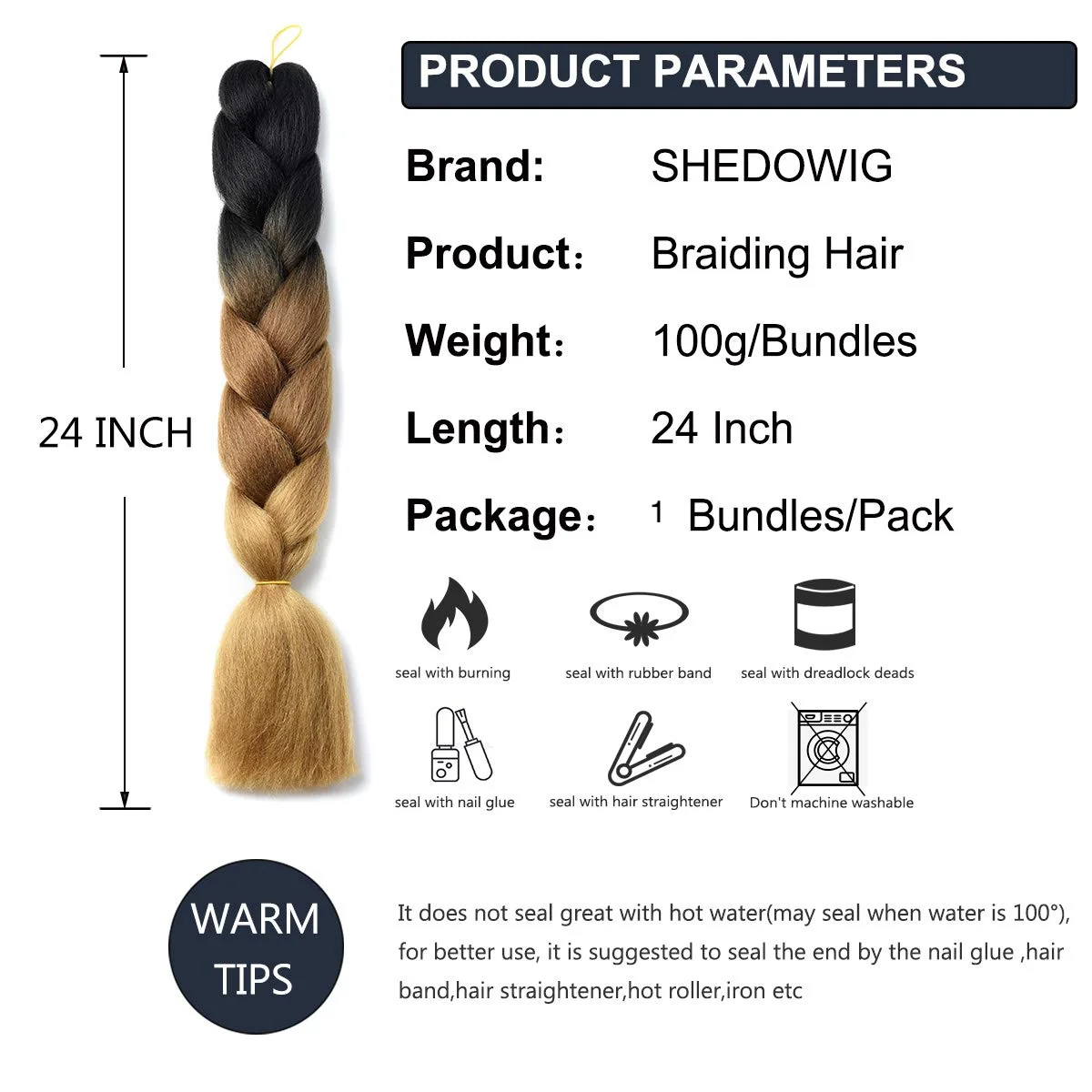 Wholesale 24 Inch Hot Water Setting Jumbo Yaki Hair Braiding Hair Twisted Ombre Jumbo Braid Synthetic Hair