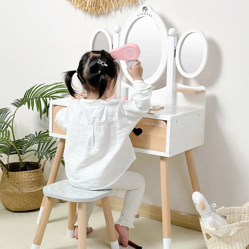 Funny Make Up Table Dressing Table Role Pretend Make Up Role Play Dressing Table Wooden Toys For Kids