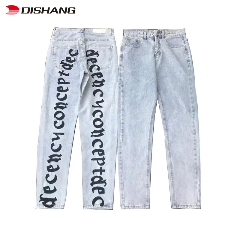 Latest Design Multi Colors Vintage Washed Loose Denim Pants Manufacturer Custom Logo Embroidery Baggy Jeans For Men