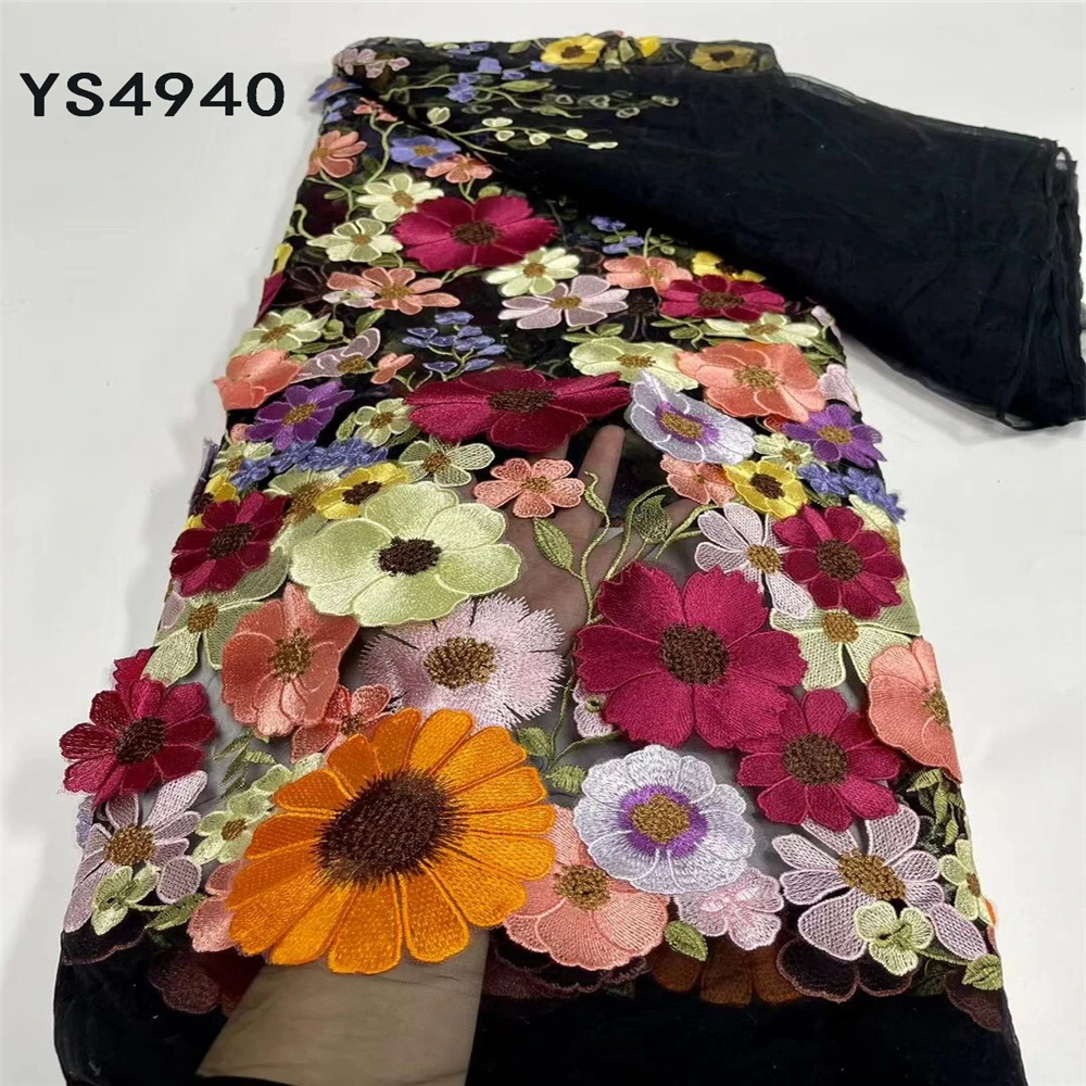 Модный дизайн, хорошее качество, цветочные цветы для свадебной фаты, платье с вышивкой, необычная кружевная Тюлевая Ткань 5 ярдов