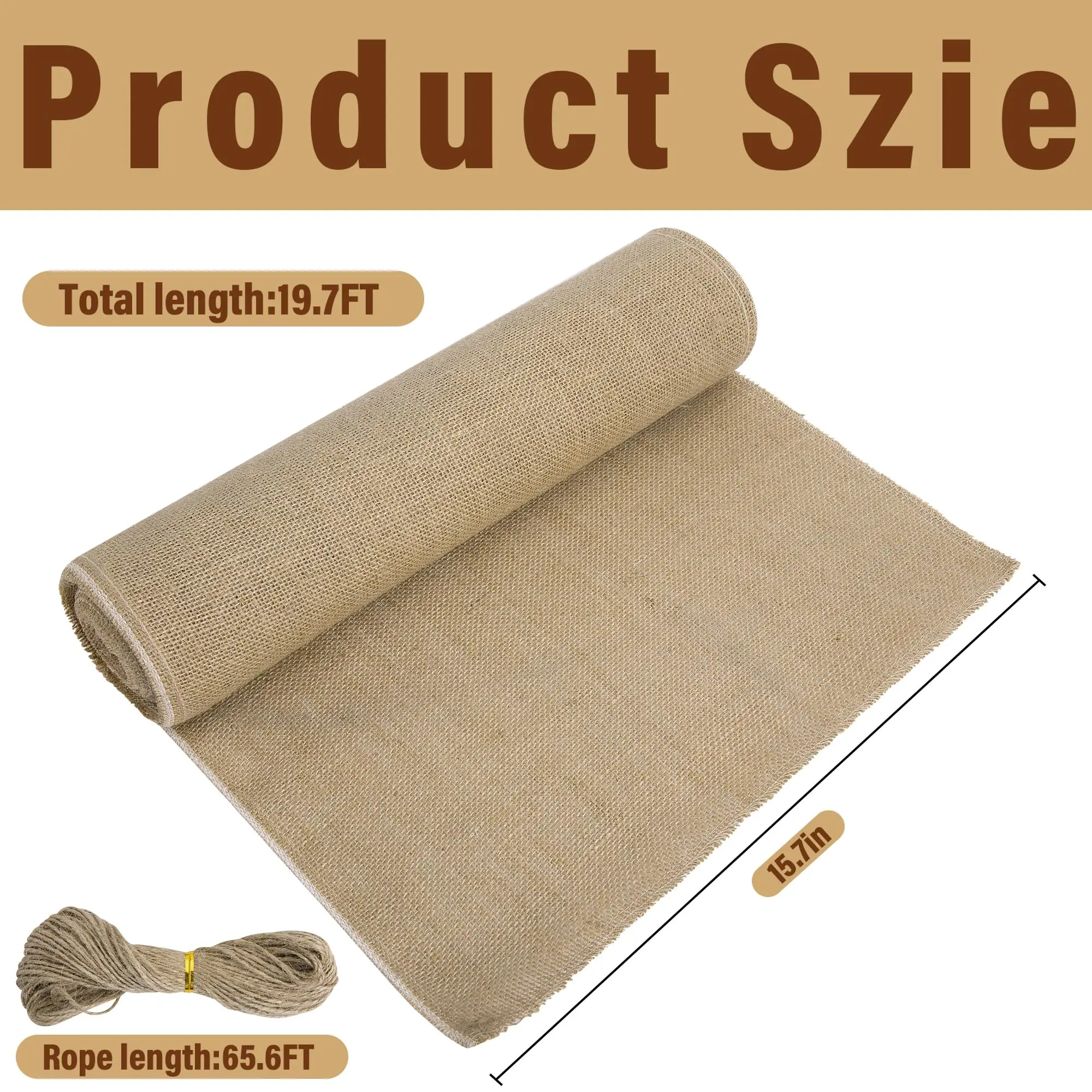 15.7in x 19.7ft Natural Burlap Fabric Tree Wrap Rolls Protection Cloth for Outdoor Trees Jute Fabric