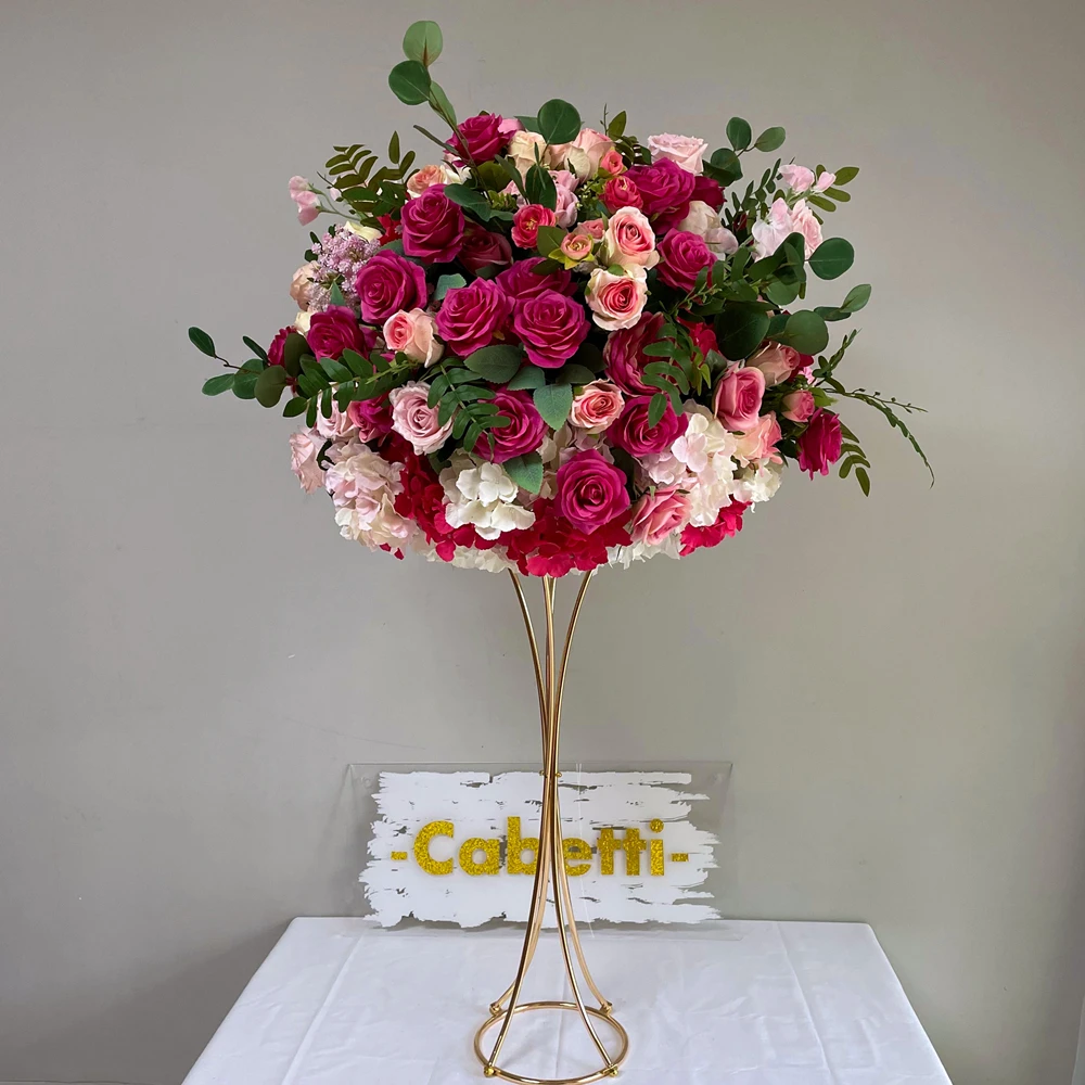 Wholesale Wedding Silk Red Rose Floral Table Centerpieces Artificial Large Flower Ball For Event Party Decoration