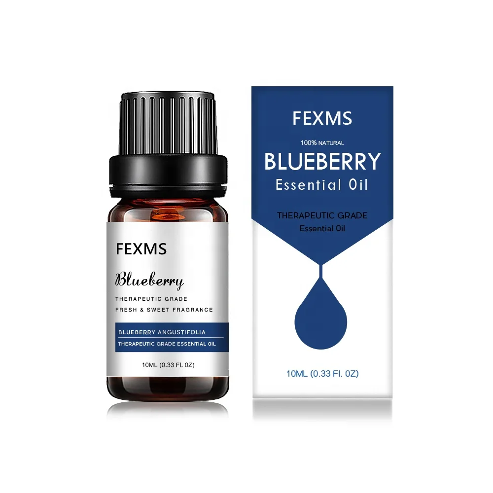 FEXMS 100% Natural Blueberry Essential Oil 10 ml Wholesale Blueberry Oil for Skin Body Massage Oil and Aromatherapy