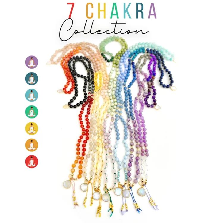 Amethyst Fresh Water Pearl Moonstone Gemstone Yoga Meditation Hand Knotted Mala Prayer Bead Necklace