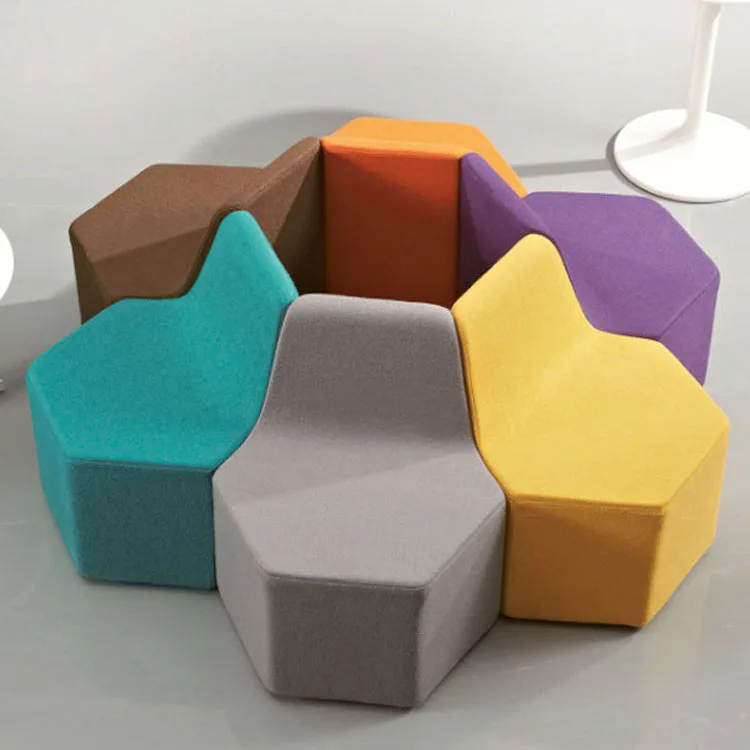 school hospital public Single chair waiting area furniture modern fabric reception stool pouf ottoman Office Modern Sofa