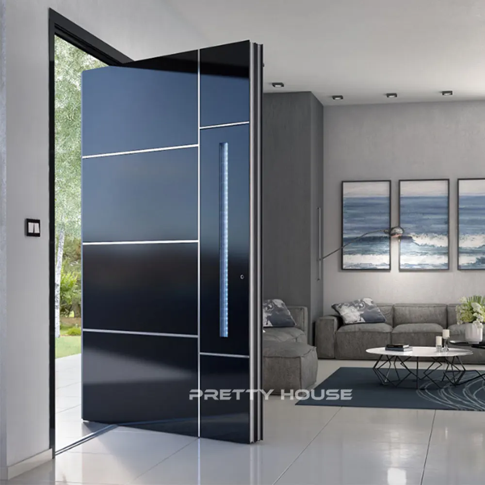 Modern House Villa Exterior Door Stainless Steel Front Entrance Pivot Entry Door