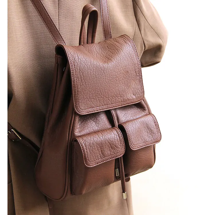 Leather Bag Travel Drawstring Designer Women Luxury Girls Ladies Biodegradable Faux Pebble Pvc Pu Durable Fashionable Backpack