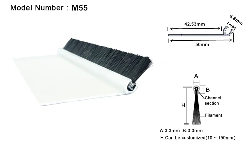 Aluminum Sliding Door Seal Dust Strip Brush For Door Rolled Up