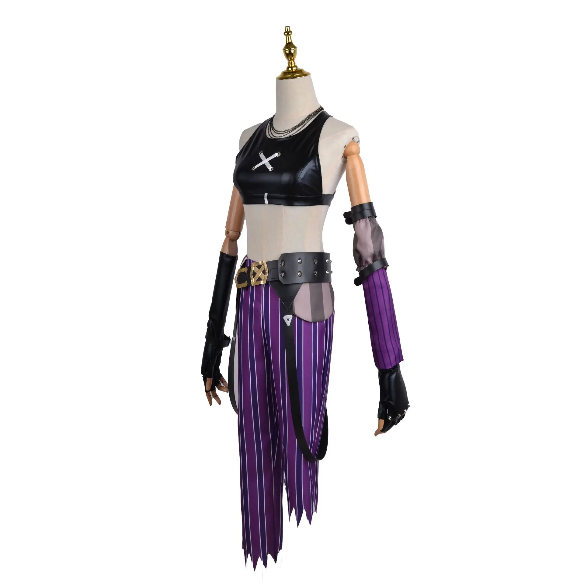 Делюкс игровой костюм для Хэллоуина косплей одежда Лига Jinx Arcane Косплей Костюм наряд с париком