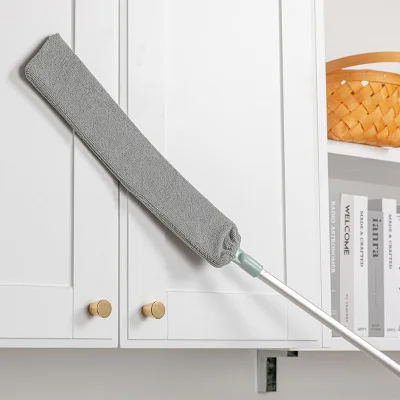 Aluminum rod retractable flat dust removal gap brush dust hair electrostatic adsorption microfiber cloth cover cleaning brush