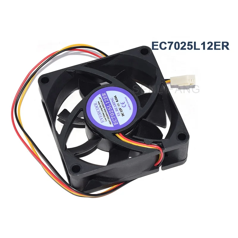 Полностью протестированная плата 70 мм вентилятор EC7025L12ER для EVERCOOL 7025 DC12V 0.14A трехпроводной бесшумный рассеиваение тепла вентилятор охлаждения