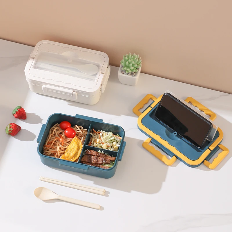 3 разделителя Bento Box с посудой Пшеничная солома контейнеры для обеда детей подростков