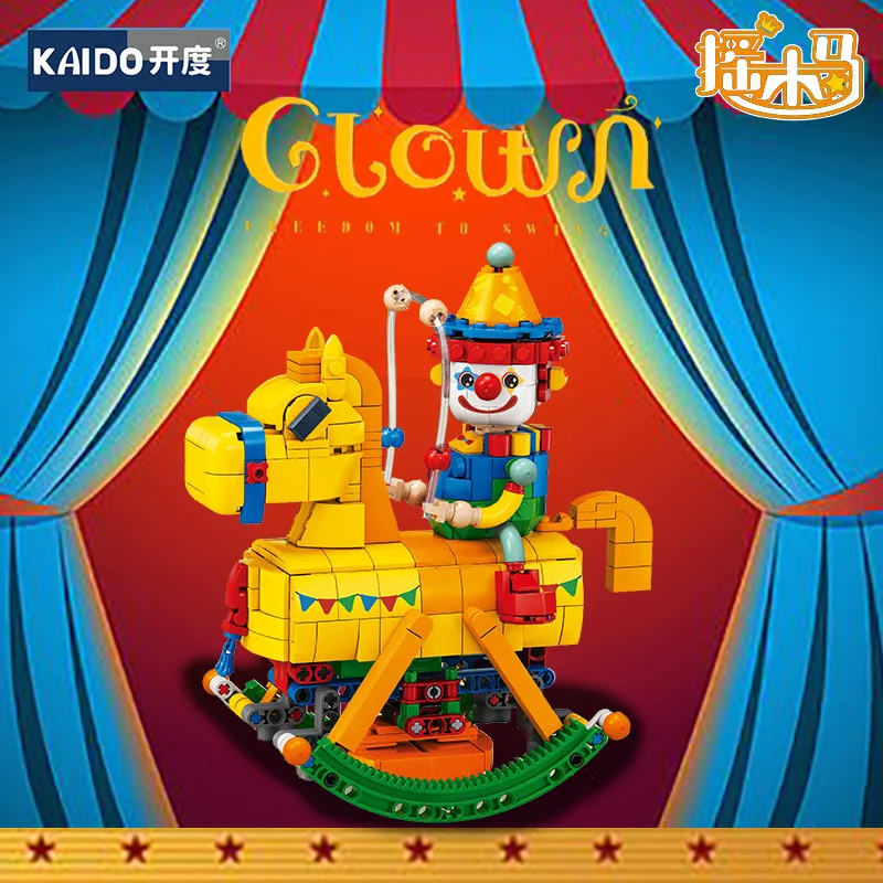 Happy party clown 3D DIY Assemble 559PCS Princess Rider Model Building Blocks Toys Rocking Horse Pink For Girls.