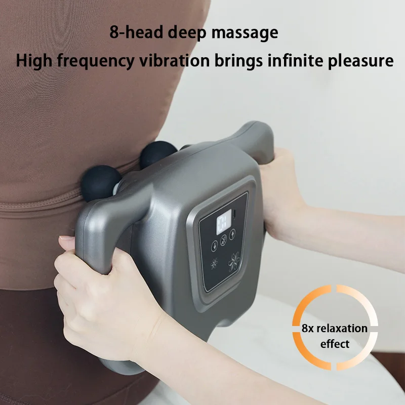 Deep Tissue Percussion 8-Head with 20 Intensities for Back Neck Leg Full Body Muscle Pain Relief massage gun