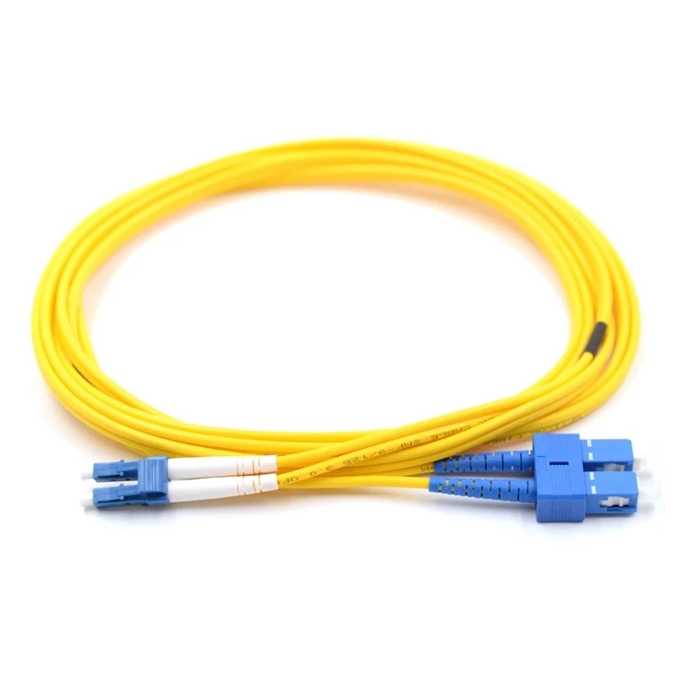 Blue Connector Yellow Cable SMF Duplex 3.0mm SC UPC to LC UPC Fiber Patch Cord