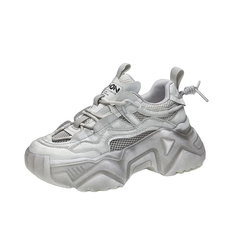 Women Sneakers Flat Platform Shoes Height Increasing Genuine Leather Fashion Casual Shoes Breathable Thick Bottom Ladies Shoes