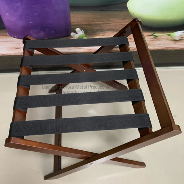 
Hotel Furniture Foldable Wooden Luggage Rack Folding Suitcase Holder 
